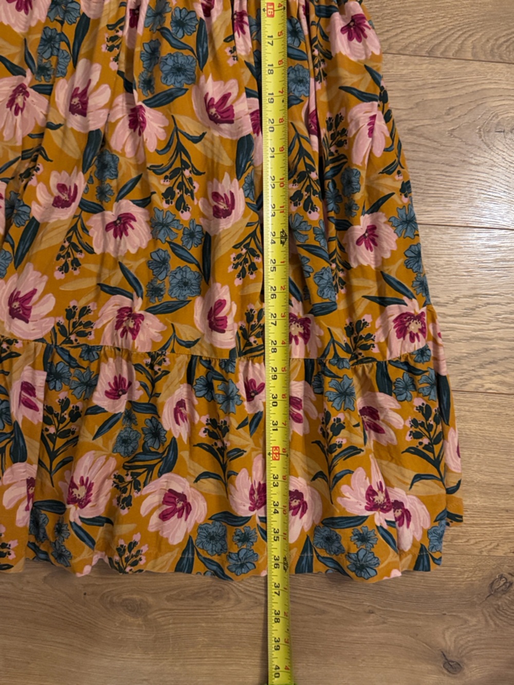 NATURAL LIFE Mustard Floral Midi Dress with Pink & Blue Blooms - Picture 4 of 5
